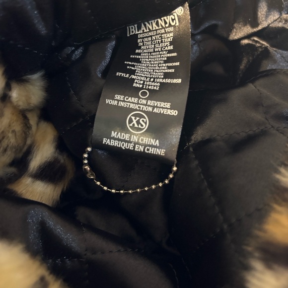 Blank NYC Faux Fur Moto Leopard Print Jacket Belted Size XS bomber style - Picture 13 of 13
